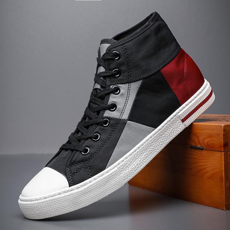 

Модная мужская высокая парусиновая обувь Новая модная обувь лоферы Мужские мокасины Дизайнерская вулканизированная обувь Мужские повседневные кеды на шнуровке BD21314 44
