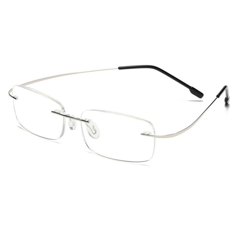 Unisex Frameless Elderly Antiblue Light Reading Glasses With Metal Frame For Daily Use