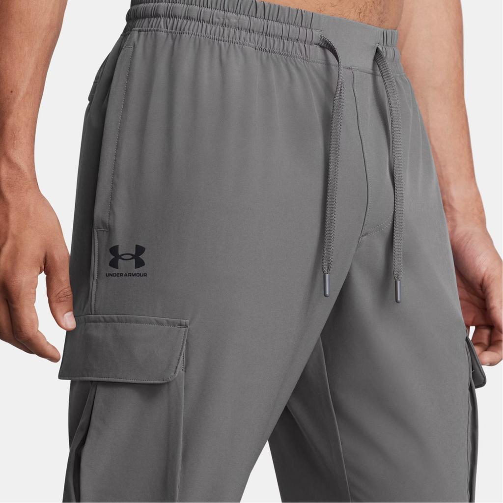 Under Armour Logo Big Pocket Tapered Cargo Pants Men Pants Gray 1386558-025