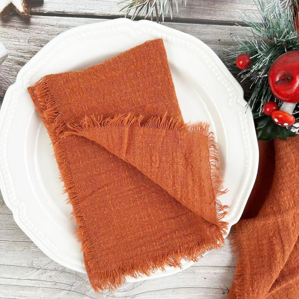 12pcs 40x40cm Dark Green Gauze Napkins 100% Soft Cotton Fabric Serviette Table Set Kitchen Tea Towels For Wedding Decorate