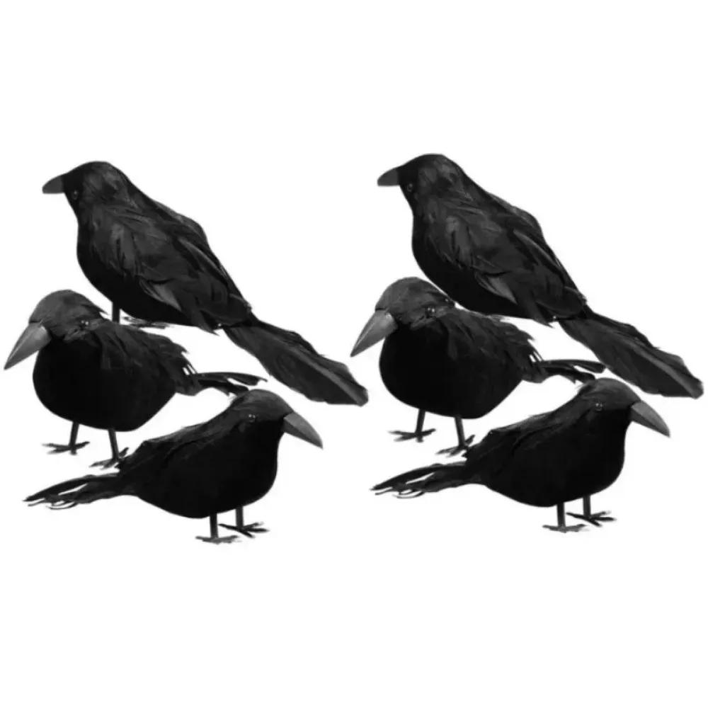 Realistic Artificial Crows Party Ornament Halloween Decorations Black Crow Model Ornament Simulation Bird Home Animal Creepy Toy