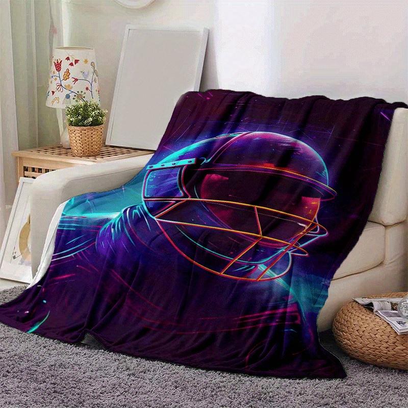 1pc Sports Printing Lightweight Flannel Blanket, Comfortable and Warm Blanket, for Camping Sofa Bed and Couch Office, Suitable for Gift Blank