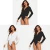Polyester Fabric Deep V Neck Jumpsuit With Irregular Design For Fall Fashion Women