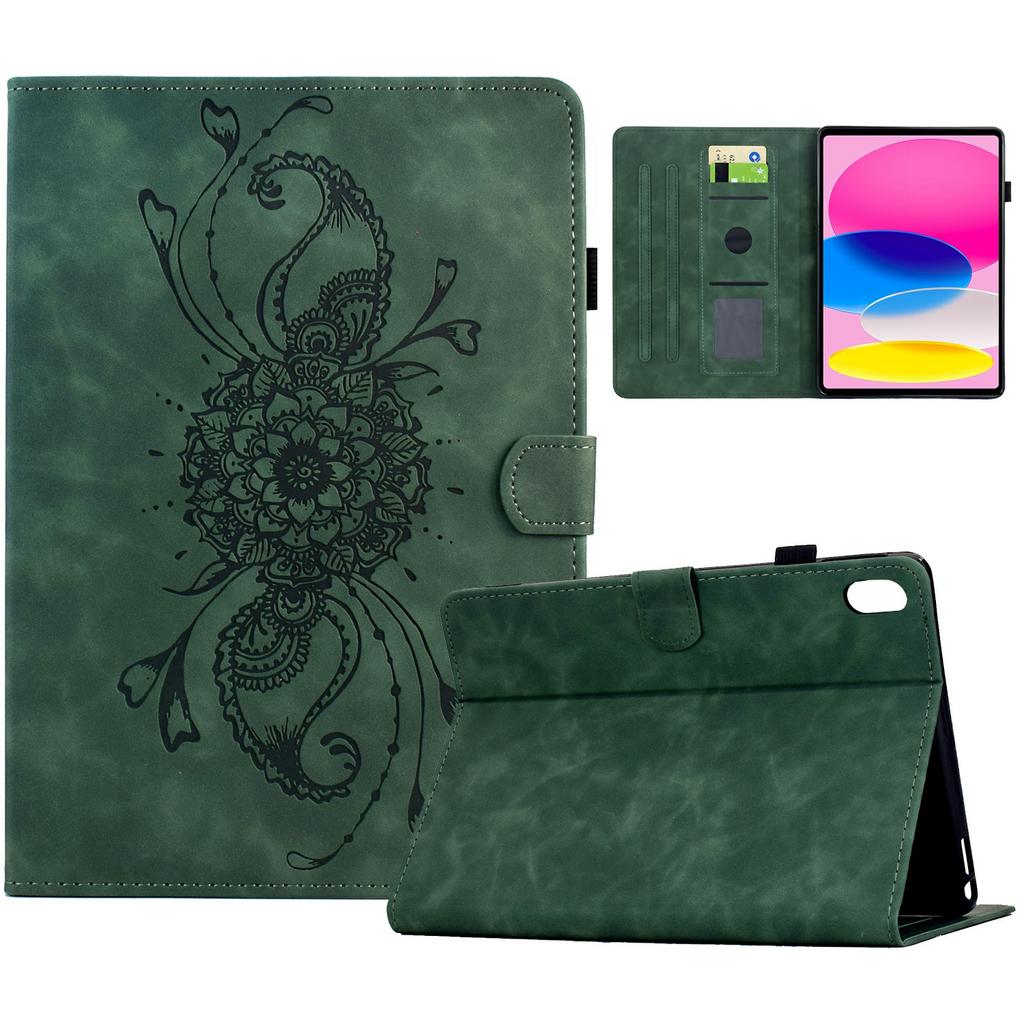 For iPad (2025)/10.9 (2022) Case Mandala Imprinted Leather Tablet Cover with Card Slots
