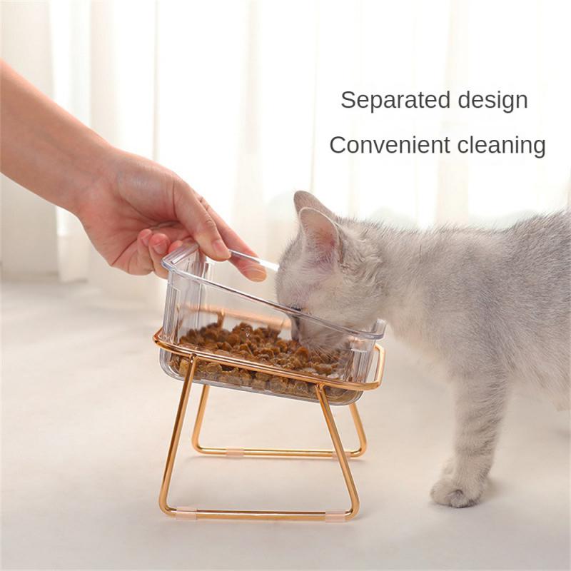 Food Container Rose Gold Single/double Bowl Pet Supplies Drinking Cat Grain Bowl High Foot Iron Art Pet Accessories Cat Bowl