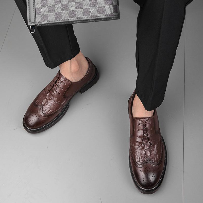 Prodyšné pánské společenské boty Nové pohodlné pánské oxfordky Vyřezávané ležérní boty Luxusní značka Pánská formální obuv