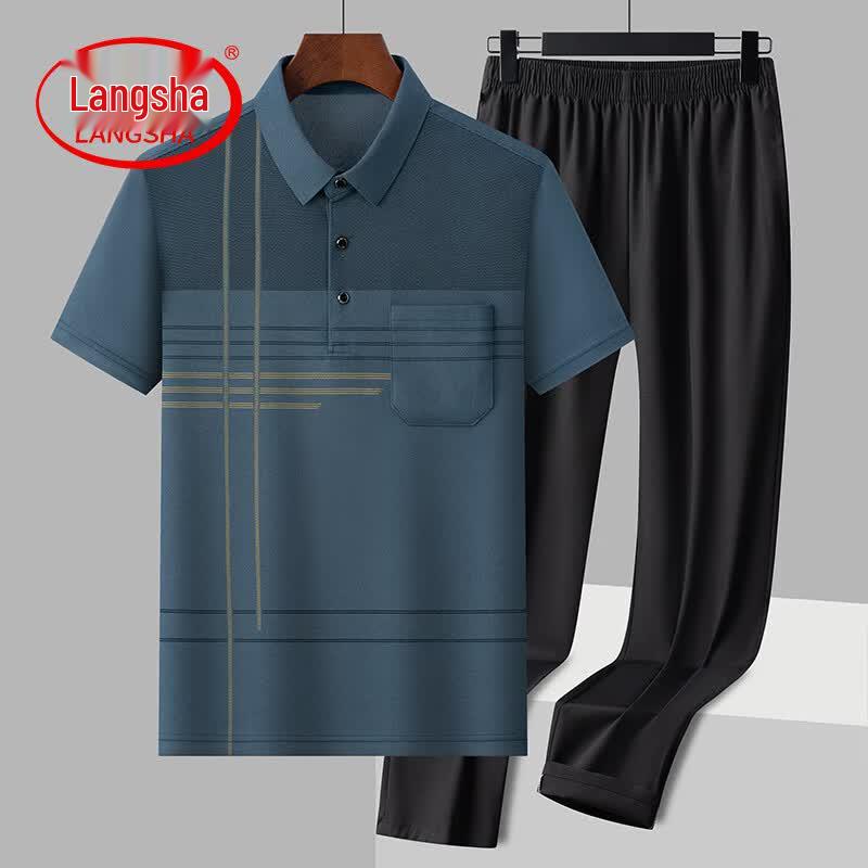 

LangSha Men s Ice Silk Casual Sports Set 2XL