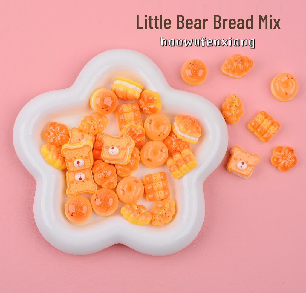 Mini Bear Bread Resin Accessories: Hair Clip, Magnet, Cream Glue, DIY Simulation Food Toy
