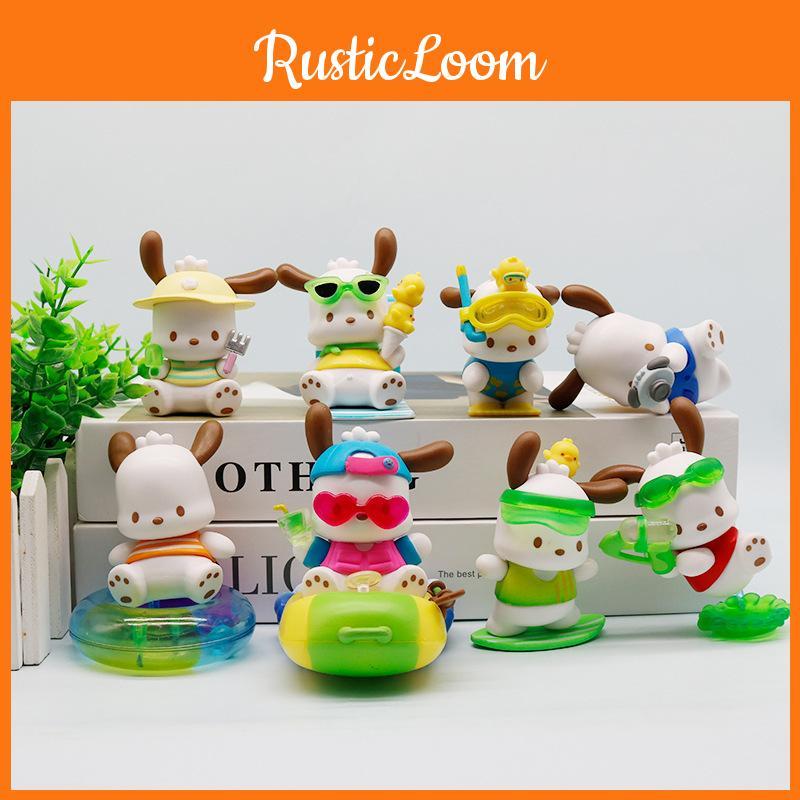 Sunglasses Pochacco Swimming Ring Ice Cream Cartoon Model Set Figurine Ornament