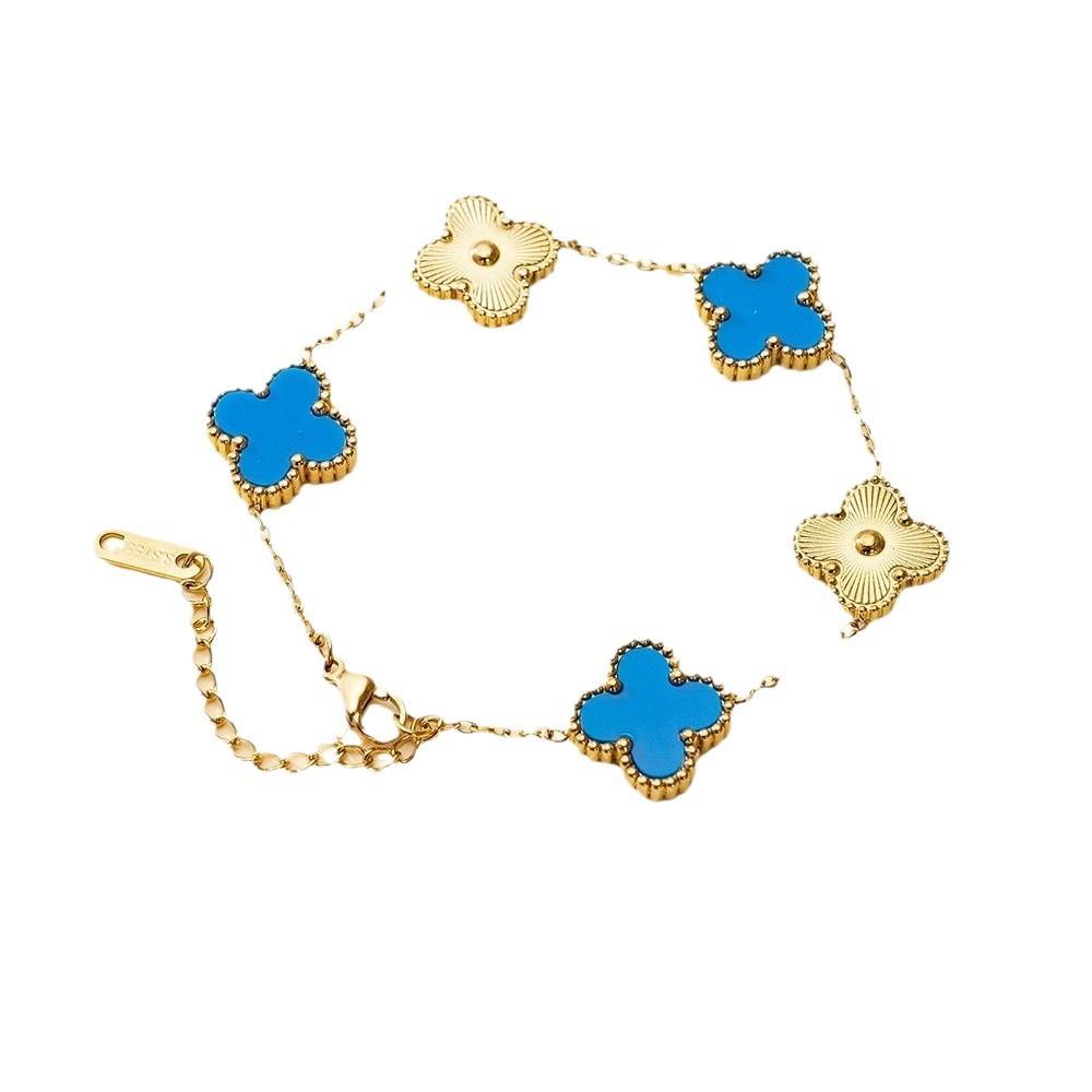 Fashion Lucky Four-Leaf Clover Bracelet Double-Sided Mother-of-Pearl Laser Flower 18K Versatile Women's Bracelet