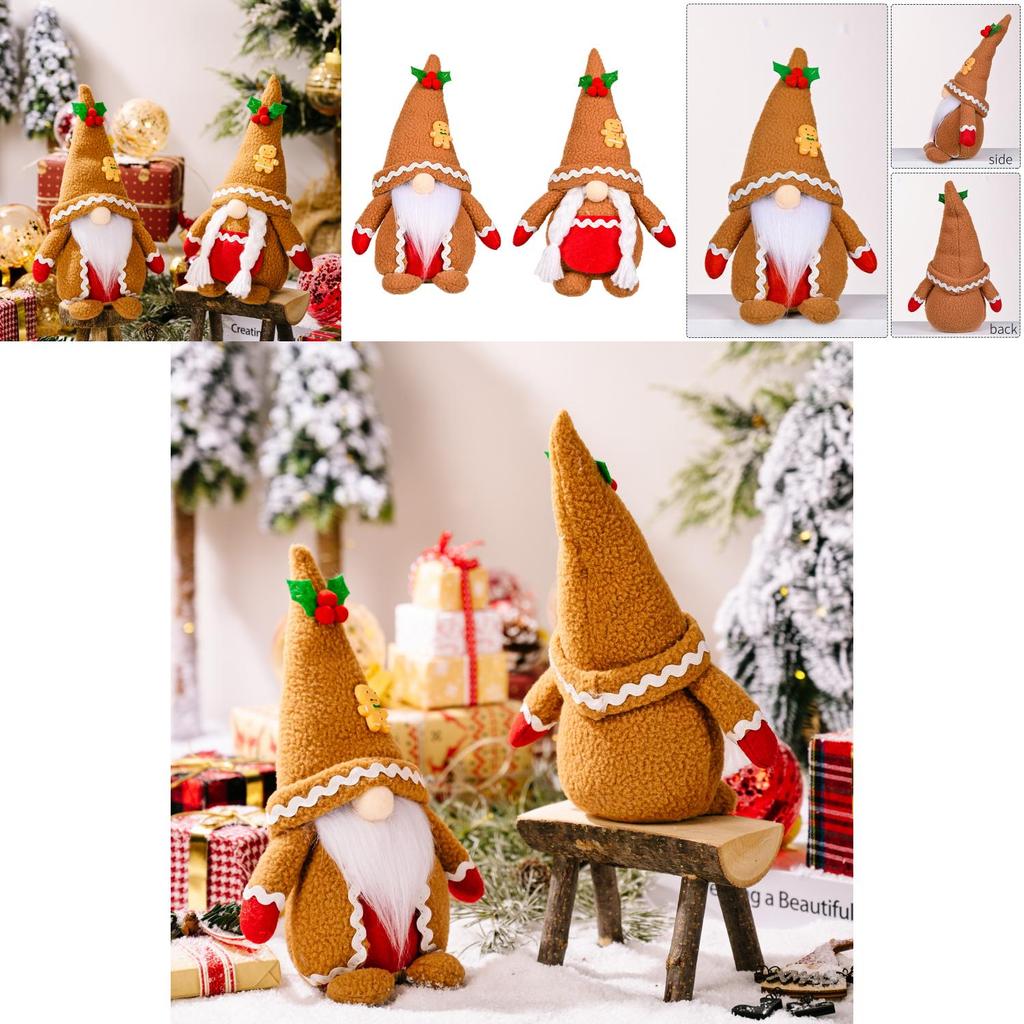 Charming Khaki Gingerbread Man Plush Rudolf Figurine For Festive Christmas Decor