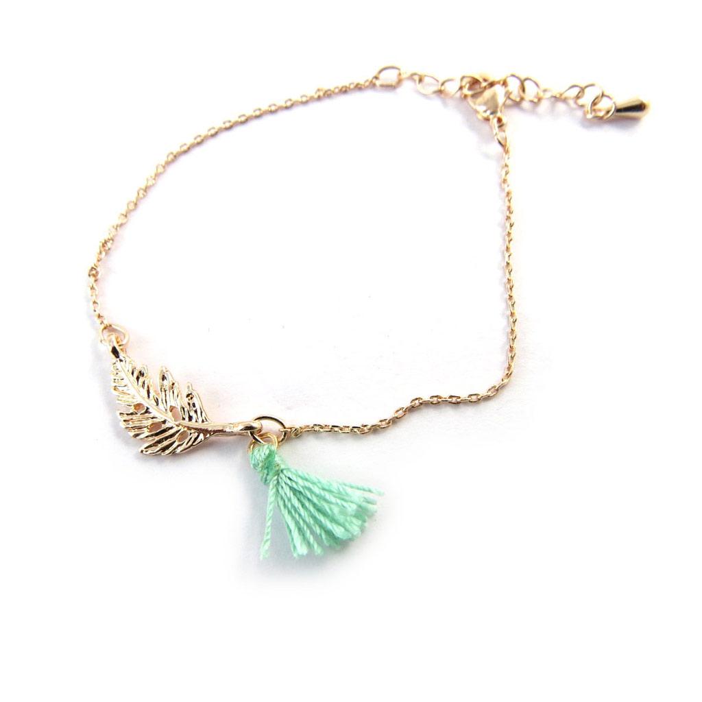 Les Trésors De Lily [N7017] - 'Navajos' Bracelet Pink Gold Green