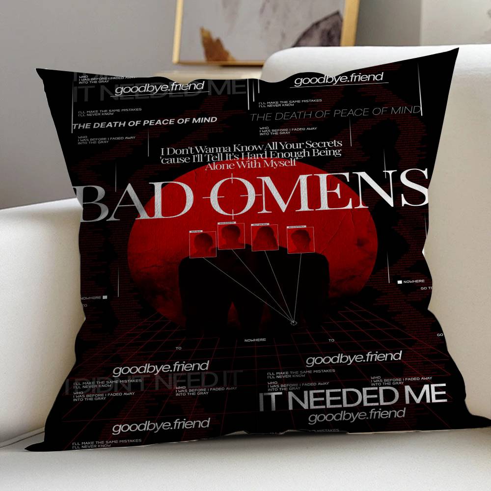 Rockband B-Bad O-Omens Kuddfodral Tum Gårdshusdekor Hem Prydnadskuddfodral för Soffdekorationer
