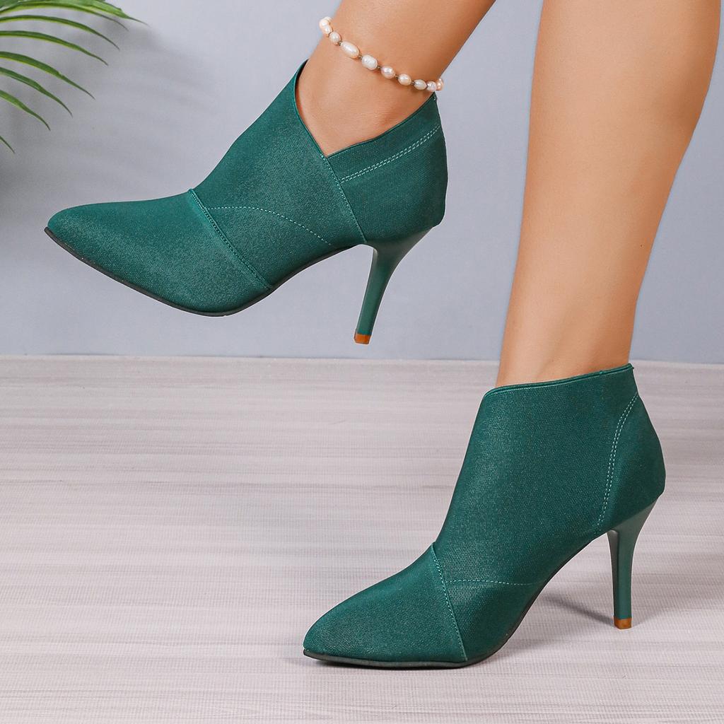 Fashion Spring and Autumn New Solid Tone Pointed Sleeve Wearing Thin Heel Versatile Single Boot Women Comfortable Women's Shoes2024