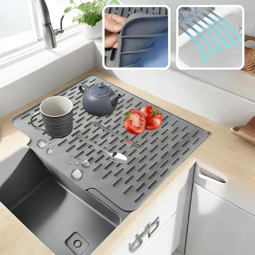Sloped Silicone Drying Mat Thick Countertop Protector Heat Insulation Pot Holder Non Slip Cutting Board Grip for Kitchen