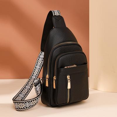 High Sense Retro Fashion Chest Bag Soft Leather Shoulder Bag Women's Crossbody Bag Wide Strap Chest Bag