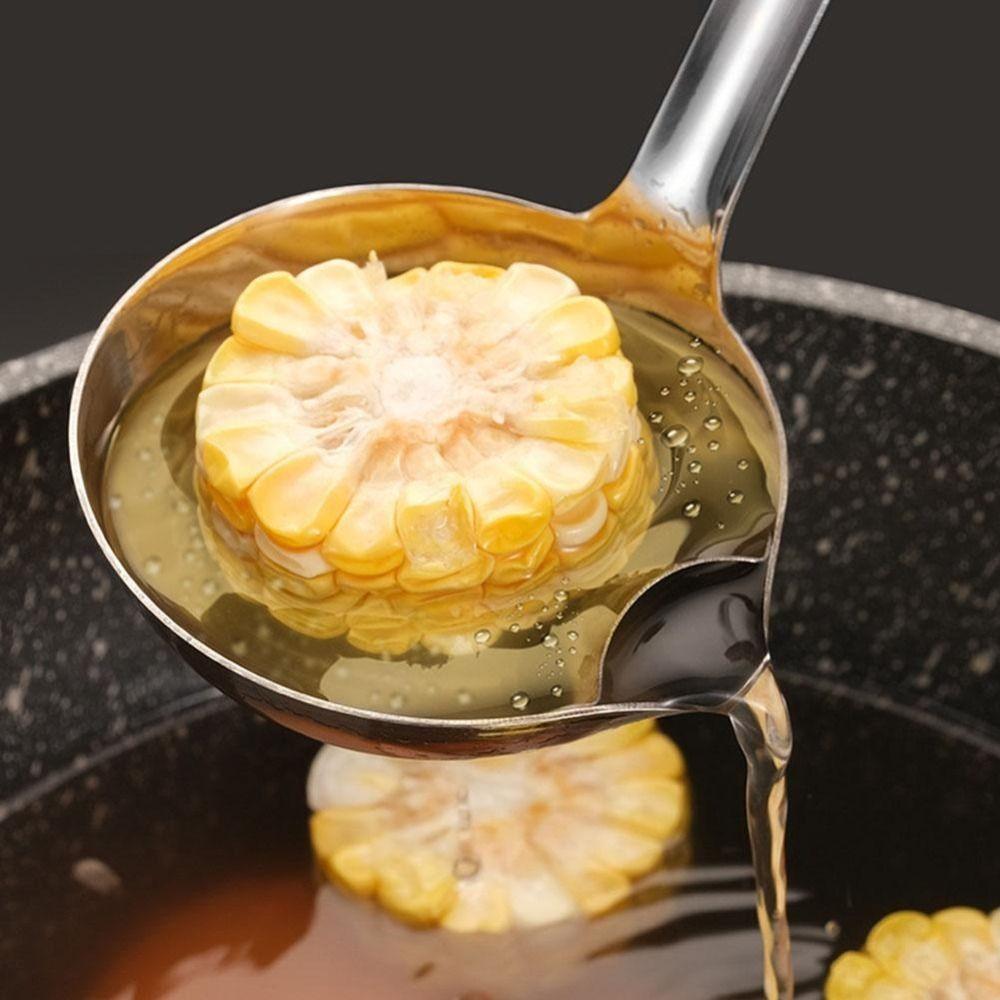New Kitchen Tools Leaking Spoon Stainless Oil Ladl Colander Strainer Oil Soup Separate Spoon
