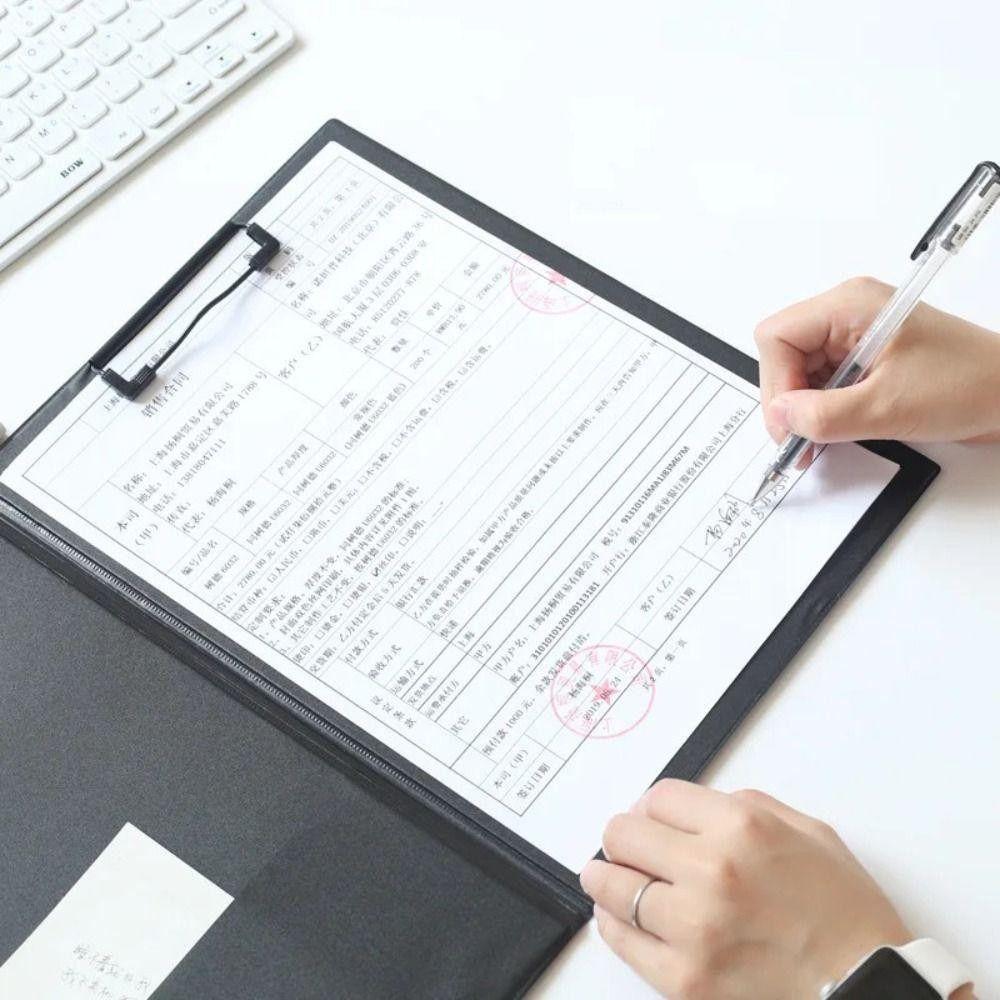 1Pcs Foldable Conference File Folder PU Leather Writing Pad Durable A4 A5 Clipboard Office Supply