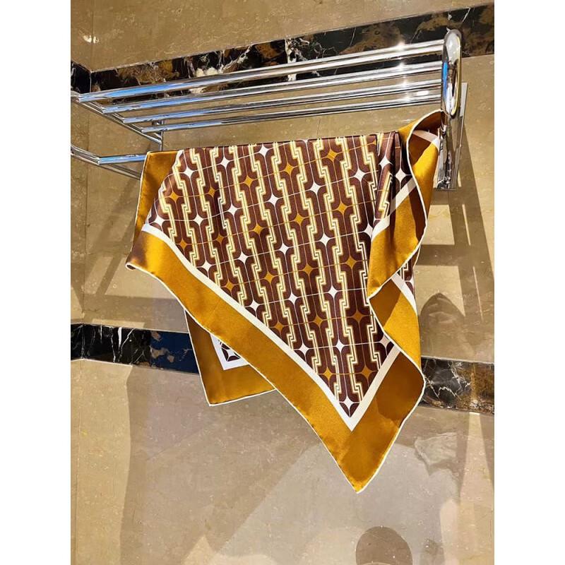 NINA SOLOR Maillard Twill Silk Square Scarf 65cm