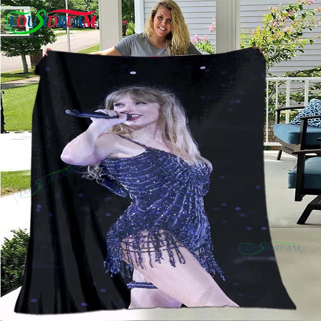 Hot Pop Female Diva Singer Pattern Blanket Flannel Thin Blanket Portable Home Travel Office Lunch Break Blanket Birthday Gift