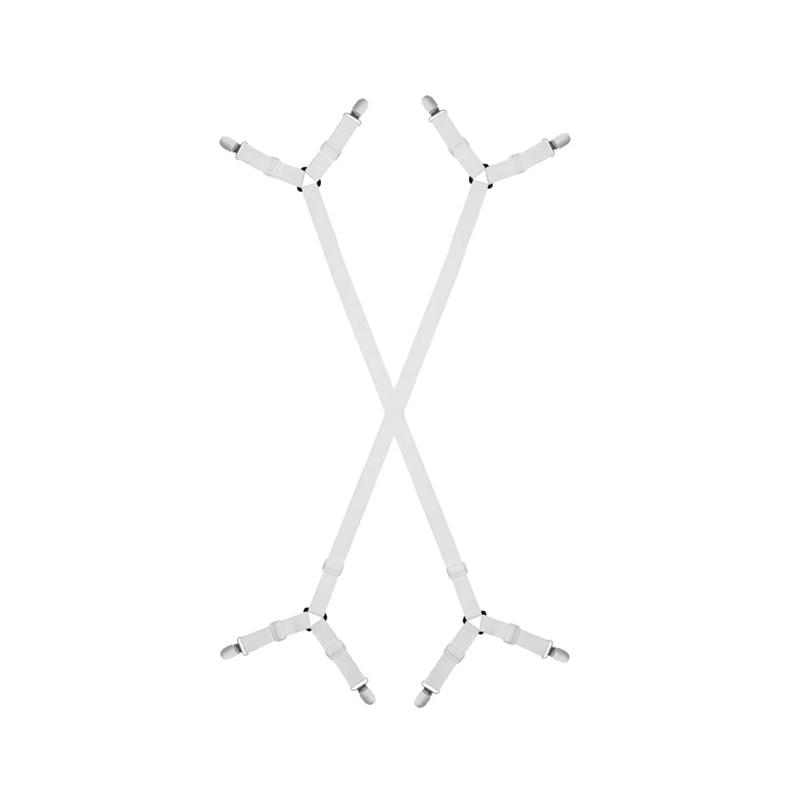 2 шт. фиксирующие ремни для простыней, регулируемые перекрестные эластичные ремни, плоские зажимы для простыней для матрасов, подушек для дивана белый