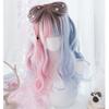Harajuku Style Lolita Wig, Long Curly Two-Tone Wig (Blue & Pink), Heat-Resistant Cosplay Wig for GAL, Gothic Lolita, Party, Daily Wear, 54cm