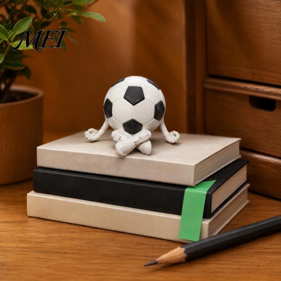 World Soccer Tournament Cup Figurine 3D Printed Ball Buddy with Articulated Legs, Decorative Sports Collectible, Segmented Hinge Football Figure