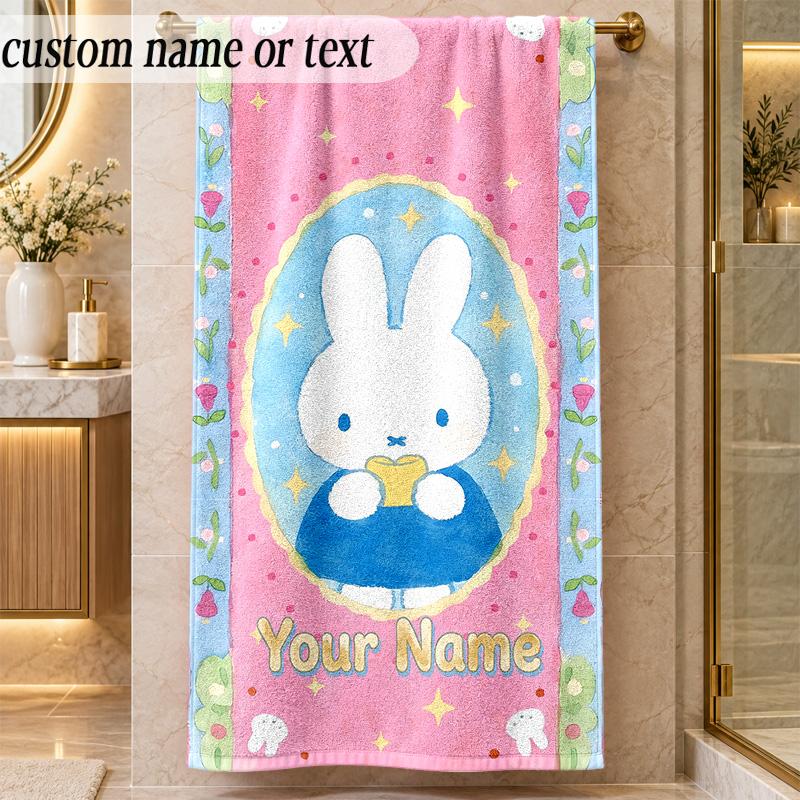 Beach TowelMiffy Custom Name Text Personalized Soft Towel for Beach Pool Indoor Home Decor Gift