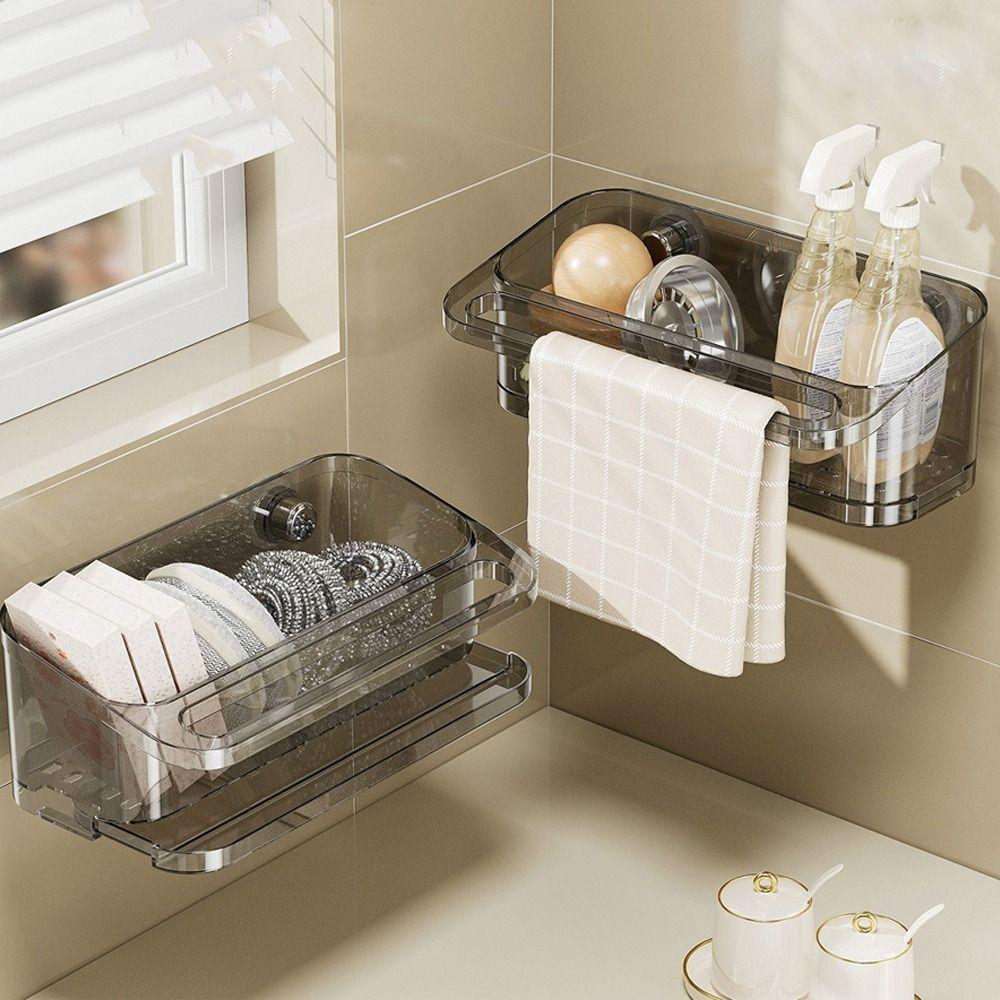 Punch Free Kitchen Sink Drain Rack Wall Mounted Kitchen Organization Kitchen