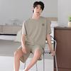 Dad pajamas men's summer thin short-sleeved shorts Modal cotton and silk loungewear summer fattened plus size set
