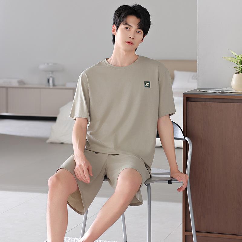Dad pajamas men's summer thin short-sleeved shorts Modal cotton and silk loungewear summer fattened plus size set