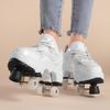 Teenagers /Boys/Girls Shapeshifting Shoes Four-wheel Dual-use Roller Skates Double Row Walking Shoes Roller Skates