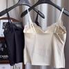 Women French Lace Fleece Lined Camisole With Built-in Bra Beauty Back Slim Fit Thermal Cami Top For Fall Winter