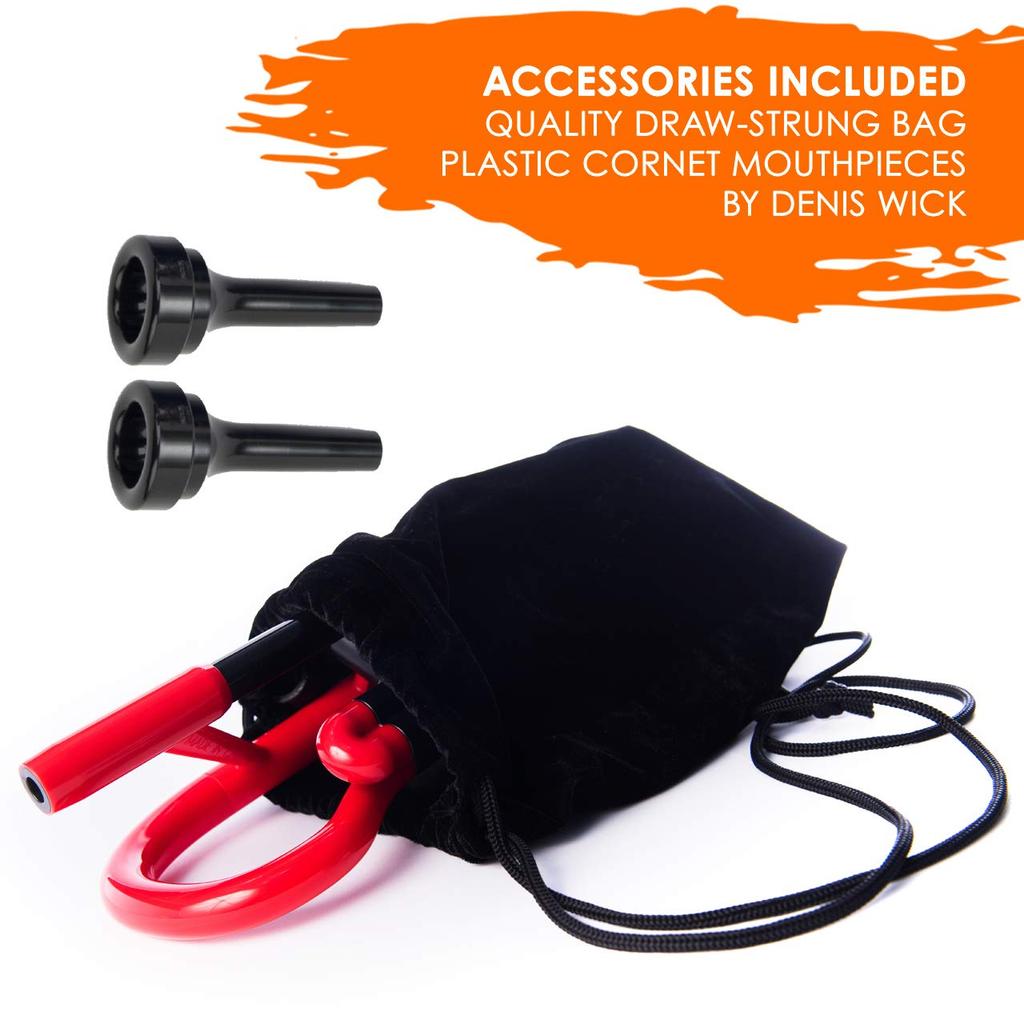 pInstruments pCornet Bb-Tuned Cornet Lightweight & High-Durability ABS Plastic Bio-Coat Antibacterial PCORNET1R Red [Includes Mouthpiece & Carry Bag]