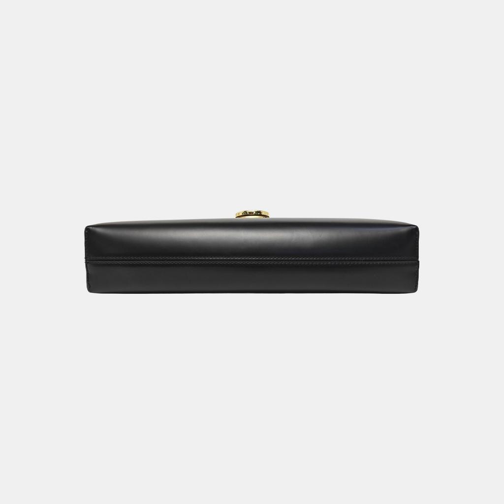 [Pre-Owned] Trifolio Commuter Solid Color Gold Buckle Leather Chain Shoulder Bag - Good #1QQ57HR