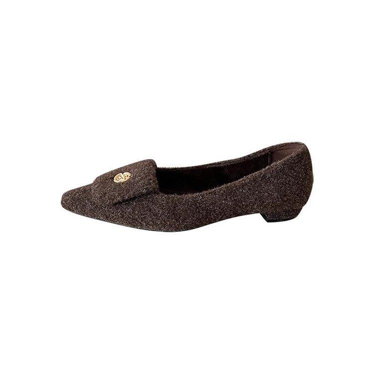Soft Leather Version~ Camellia Pointed Head Shallow Mouth Single Shoes Women's Autumn 2025 New Fashionable Versatile Casual Mao Mao Shoes