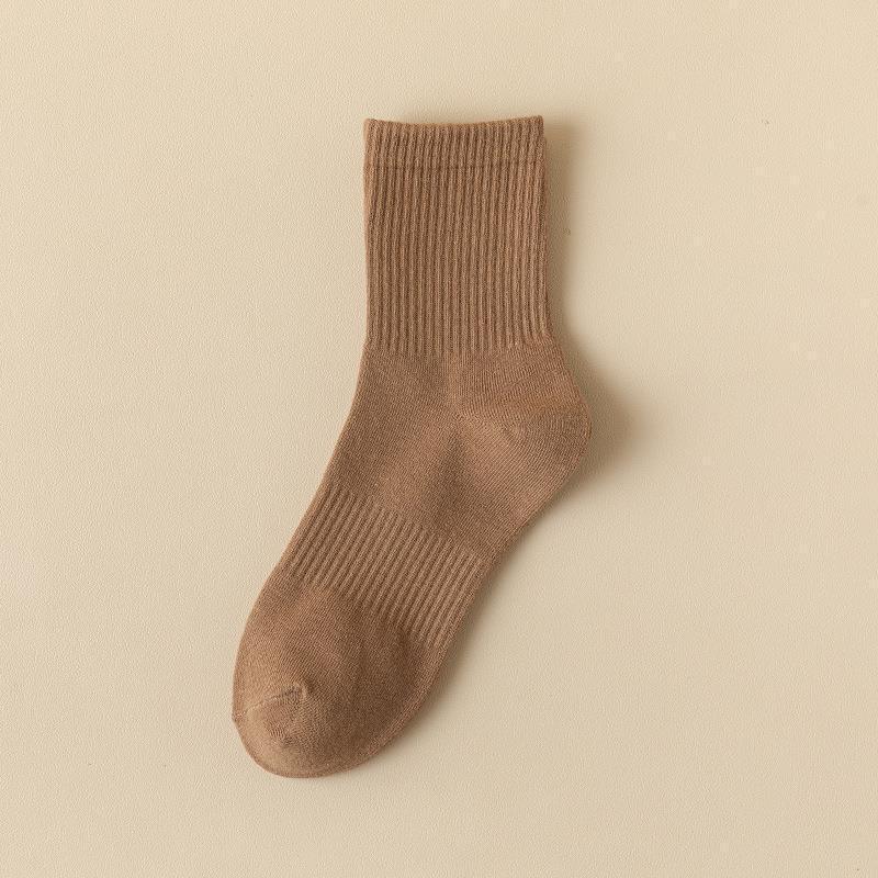 

Men s Classic Coffee Color Mid-Calf Sports Socks - Cotton, Versatile for All Seasons Free Size