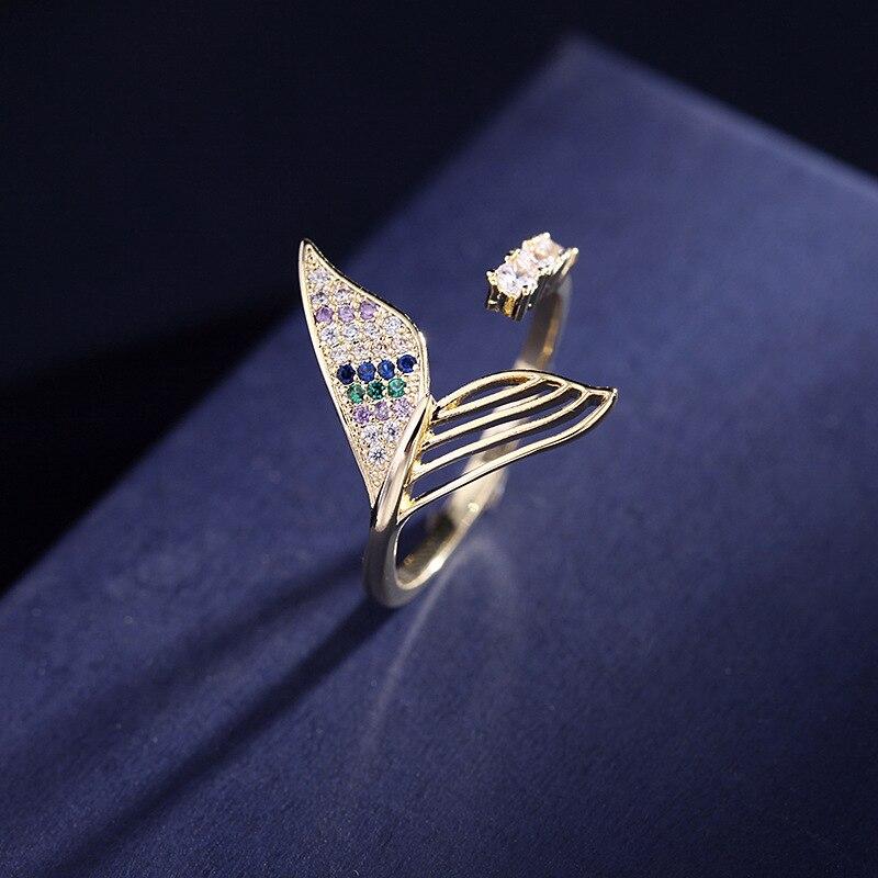 

Винтажное белое обручальное кольцо с камнем циркония, роскошное женское открытое кольцо с кристаллами «рыбий хвост», стерлинговое серебро 925 пробы, обручальные кольца для женщин Resizable