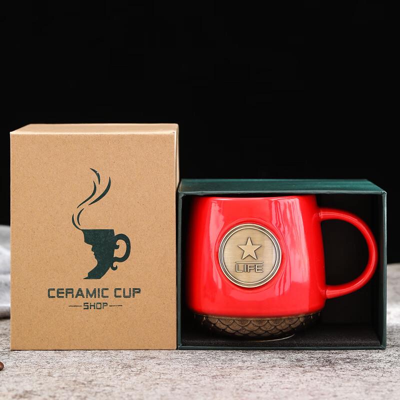 Классическая керамическая офисная кружка Chaxun с бронзовой печатью