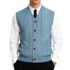 Herre V-hals Ermeløs Strikket Cardigan Vest