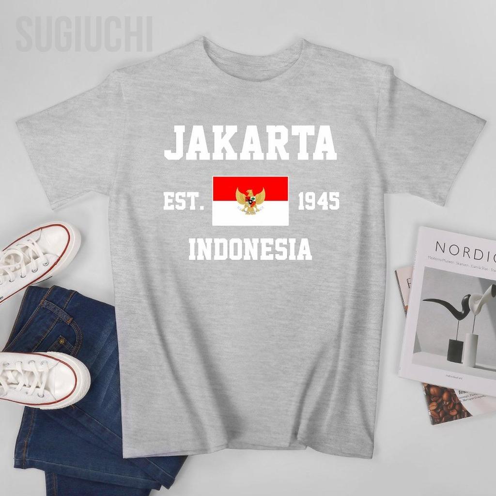 Patriotic Flag Indonesia Est1945 Jakarta Unisex Tshirt Tees Tshirt Oneck T Shirts Unisex Boys Clothing 100 Cotton