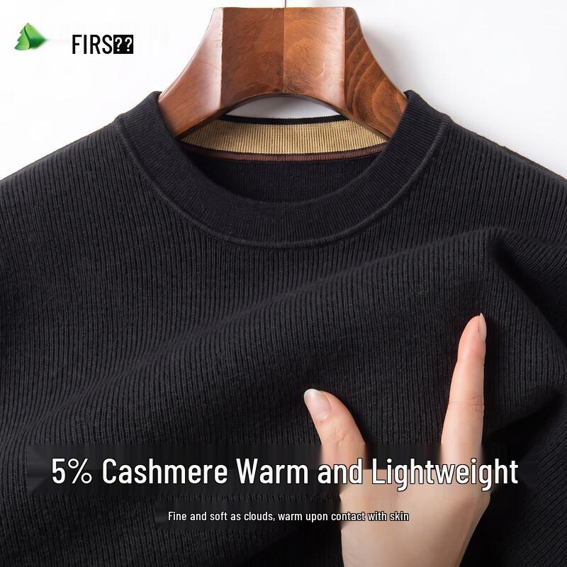 FIRS Men's Cashmere-Silk Blend Thickened Pullover Sweater