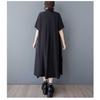 Summer Black Fungus Lace Shirt Dress, Loose and Fashionable Mid Length Dress