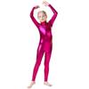 Mädchen Glänzend Metallic Mock Neck Unitard Reißverschluss Hinten Einteiler Langarm Body Kostüm Kinder Wetlook