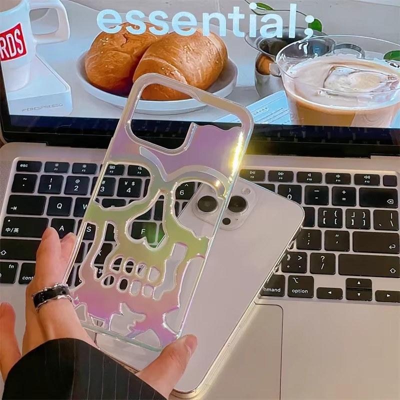 Etui na telefon 3D Skull Ghostface do iPhone'a 14 15 16 ProMax 11 12 13 Pro Max 16 Plus Samsung S24 S23 Ultra Fashion Hollow Heat Dissipation Plating Cover