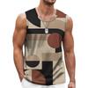 Canottiera Uomo Retro Geometrica Stampata 3D Estiva Casual Girocollo Tendenza Moda Gilet Senza Maniche Ampio Traspirante Top Sportivi