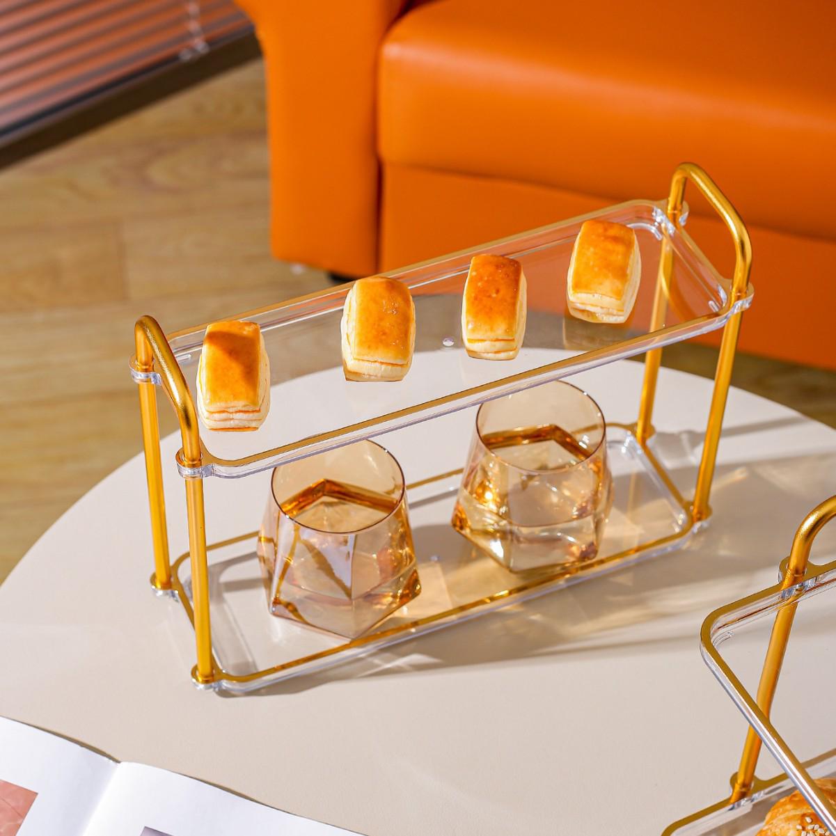 Desktop Double-Layer Cup Holder & Storage Tray for Coffee/Tea Cups