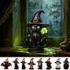 Vintage Style Table Lamp Witch Hat Lamp, Stained LED Light, Halloween with Warm Glow, Gothic Reading Nook Decor Night Light for Bedroom Mantel