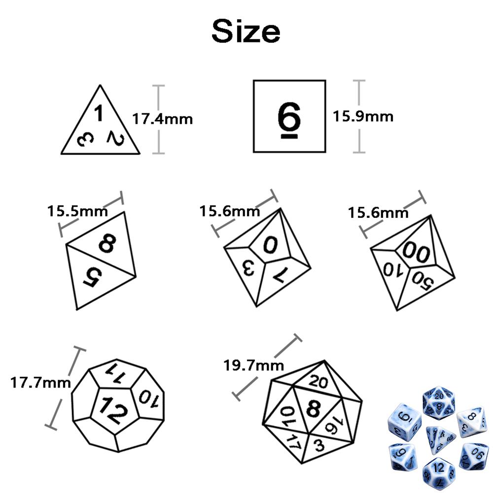 Dice Set Retro Color Plastic Cube Black Blue Orange 7pcs/set for DND Board Game Entertainment  Accessories