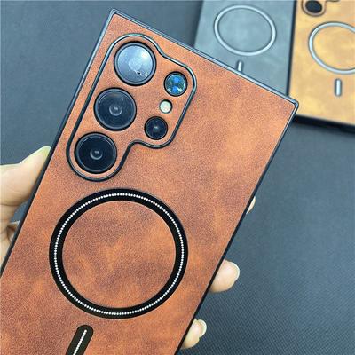 Skórzane Etui Biznesowe Z MagSafe Dla Samsung Galaxy S26 S25 S24 S23 S22 S21 Ultra Plus Odporne Na Wstrząsy Matowe Magnetyczne Pancerne Funda